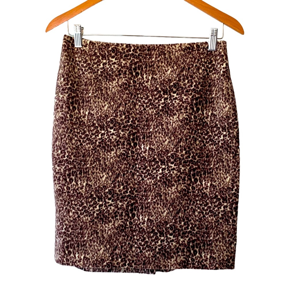 Talbots Animal Print Pencil Skirt Women’s Size 2 Petite Neutral Brown